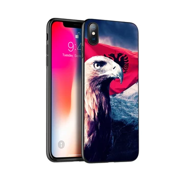 Juoda tpu case for iphone 5 5s SE 2020 6 6s 7 8 plus X 10 XR XS 11 pro MAX silicon cover atveju Albanijos vėliava