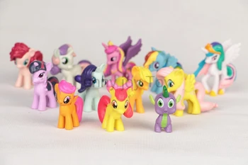Pakuotėje yra 12 Mano Mažai Pony Žaislų Rinkinys Draugystė, Magic Rainbow Dash Twilight Sparkle Pinkie Pie Retenybė PVC Veiksmų Skaičiai Lėlės