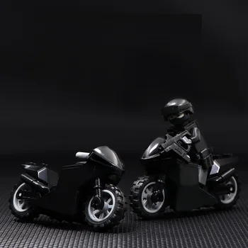 Motociklų Lenktynės Juoda Ginklų Brinquedos Priedai Playmobil Miesto Karinės Duomenys Kūrimo Bloką Plytų Originalus Mini Žaislai