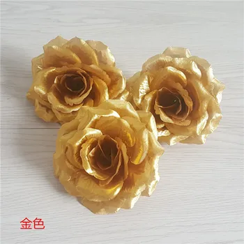 10VNT 10cm Dirbtinės Rožės Gėlių Galvos Balta Juoda Mėlyna Aukso, Sidabro Netikrą Gėlės, Vestuvių Dekoravimas 