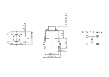 4.5x4.5mm Skydelis PCB Akimirksnį Lytėjimo Taktiškumas Mini Mygtukas Jungiklis DIP 4pin 4.5x4.5x3.8/4.3/5/6/7/8/9/10 MM 4.5*4.5*3.8 MM -10 MM