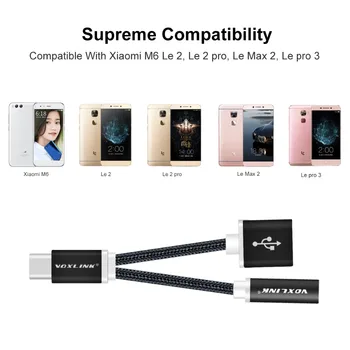 VOXLINK USB-C USB Kabelis C Tipo 3,5 mm Garso Lizdas Ausinių Laidą Įkrovimo Adapteris Xiaomi Mi6 7 8 Sumsung s8 Huawei