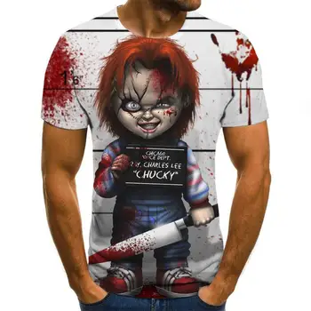 Karšto pardavimo klounas serijos modelis T-shirt vyrams ir moterims visas rungtynes, veido 3D atspausdintas siaubo mados T-shirt dydis XXS-6XL