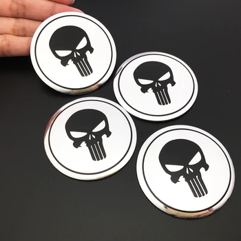 FTDF 4Pcs/Daug automobilių stilius 56.5 mm Kaukolė Punisher Logotipą, Automobilių grožio skydai varantys lipdukas apima ratlankiai emblema center cap Lipdukas