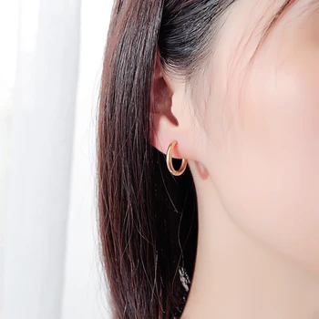 1 Pora Paprasta Hoopas auskarai moterims, Nerūdijančio plieno Ratą ausies žiedai moterims prabanga Rosegold Juodos Spalvos auskarai 2021