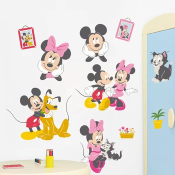 Animacinių Filmų Mickey Minnie Mouse Plutonas Katė Sienų Lipdukai Miegamasis Namų Dekoro Priedai 