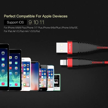 FLOVEME Hi-Tempimo USB Kabelis iPhone,5V/2A Mokestis Duomenų Sinchronizavimo 1m 2m Pintas Telefono Kabelis Apple iPhone, 7 X 6, 8, Plius 10 Cabo