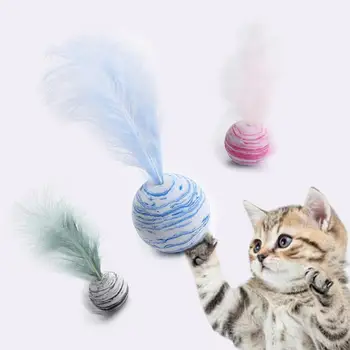 1pc Kačių Žaislai Plunksnų Žaisti Kačių Žaislai Kačiukas Interaktyvus Kamuolys Pet Žaislas Katėms Nulio Bite Atsparumas Naminių Kačių Reikmenys