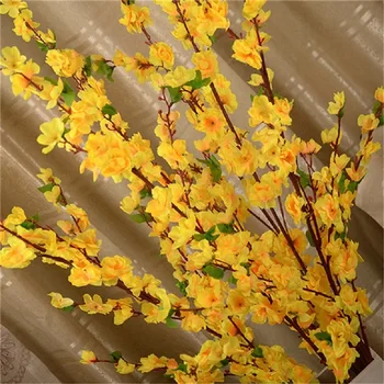 65CM Dirbtinė Vyšnių Pavasario Slyvų Persikų Žiedų Šaka Šilko Gėlių Medžio Dekoro