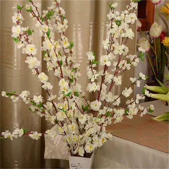 65CM Dirbtinė Vyšnių Pavasario Slyvų Persikų Žiedų Šaka Šilko Gėlių Medžio Dekoro