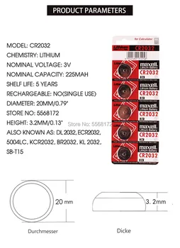 10vnt originalus cr 2032 nauja baterija maxell cr2032 3v mygtuką ląstelių monetos baterijas žiūrėti kompiuterio Žaislas