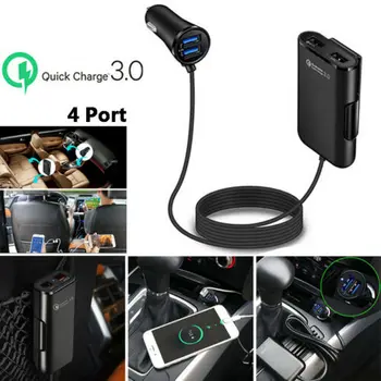4 Port USB Keleivių QC3.0 Greita Automobilinis Įkroviklis Pratęsimo USB ŠAKOTUVĄ, Priekinių Ir galinių sėdynių Universalaus Telefono Greitas Įkroviklis Adapteris