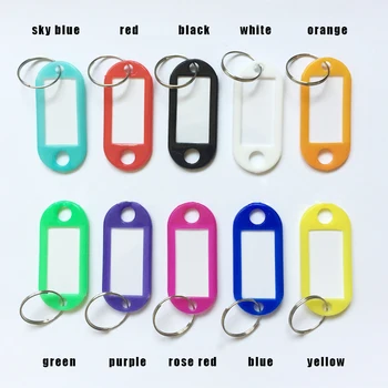 1/10/50Pcs Plastiko Keychain Raktų Žiedai Bagažo ID Žymeklių Etiketės, Raktų pakabukai Su Vardo Korteles Key Chain paketų prižiūrėtojų raktinę