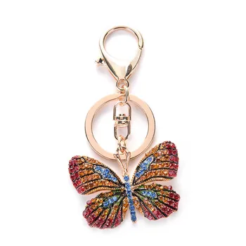 Blizgantis Crystal Butterfly Keychain Visą Kalnų Krištolas Lydinio Key Chain Moterų Mergaitė Automobilį Rankinė Krepšys Žavesio Pakabukas Raktų Žiedas