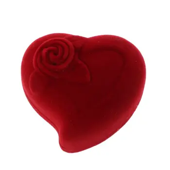 Du Kartus Vestuvinių Žiedų Dėžutė Aksomo Širdies Formos Raudonų Rožių Gėlių Lange Papuošalai Ekranas