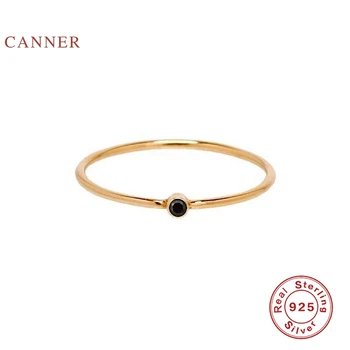 CANNER Mini Black Diamond Ring 925 Sterlingas Sidabro Anillos Aukso Žiedus Moterims Prabanga Bauda Papuošalai, Vestuviniai Žiedai Bijoux