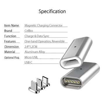 Magnetinio Micro USB Type C Jungtis Usb-C Magnetas Usb Adapteris Greitas Įkroviklis Laidas Xiaomi MI 9 Redmi 7 Pastaba Pro Sony Duomenų Cabel