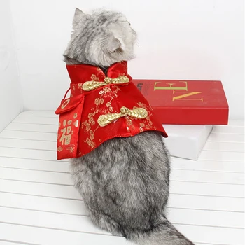 Naminių Kačių Šiltas Apsiaustas Katė Naujųjų Metų Drabužių Šalies Kostiumų Kinijos Tang Dinastijos Suknelė Festivalis Apsiaustas su Raudonu Paketas