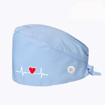 2020 Naujos Širdies Stiliaus Embroideried Slaugytoja Skrybėlę Moterų gorros quirurgic Salonas Vaistinė variklio Dangčio Kepurės Lab naminių Gyvūnėlių Gydytojas Surgicals Bžūp