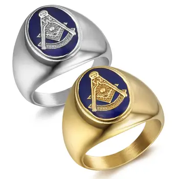 Naujas aukso sidabro spalvos Masonai Free Mason Simbolis Aukso Tonas Vyrų 316L Nerūdijančio Plieno, Masinu Žiedas