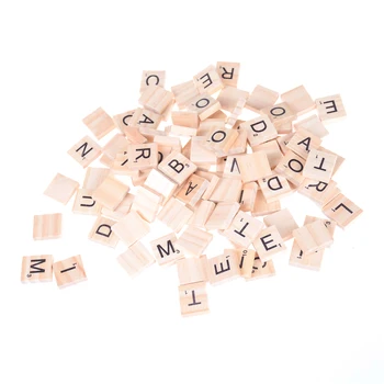 100vnt Mediniai Scrabble Plytelės Juodos Raidės Numerius, Amatai, Galvosūkiai, Medienos Abėcėlių už Chidren Vaikų Mokymosi Žaislai