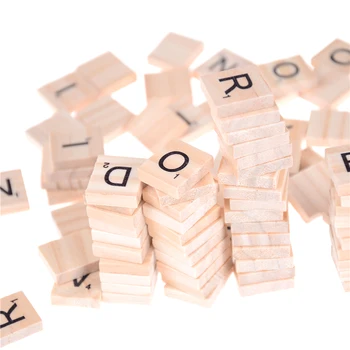 100vnt Mediniai Scrabble Plytelės Juodos Raidės Numerius, Amatai, Galvosūkiai, Medienos Abėcėlių už Chidren Vaikų Mokymosi Žaislai