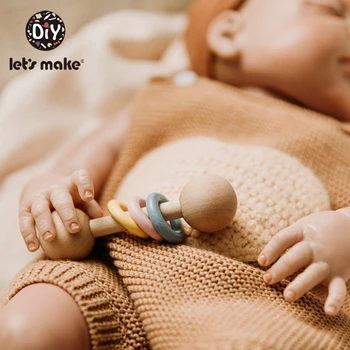 Tegul Lotus Bell Mediniai Teether Barškutis Kūdikiui Bell Lova Bell Kūdikių Lova Maža Lazdele Silikono Granulių Kūdikio Barškutis Žaislai