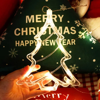 LED siurbtukas Šviesos 3D Durų Ir Langų Santa Claus Briedžių Varpai Kalėdų Šviesos LED String Žibintai Snaigės siurbtukas Šviesos