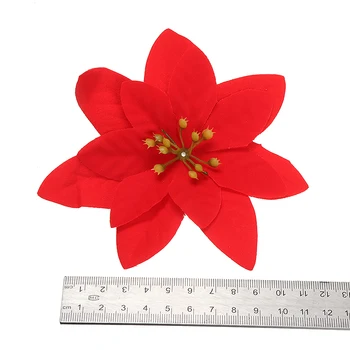 10vnt Raudona Kalėdų Šilko Gėlės, Dirbtiniai Blizgučiai Poinsettia Gėlių 14cm Kalėdos Kalėdos Namuose Šalis 