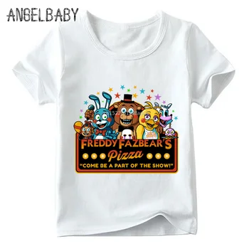 Vaikai Penkias Naktis Fredis Juokingas Animacinių filmų T shirts Vasaros 5 Freddys Kūdikių Berniukų/Mergaičių Viršų O-Kaklo marškinėliai, Vaikams, Drabužiai,ooo2408