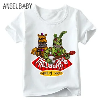 Vaikai Penkias Naktis Fredis Juokingas Animacinių filmų T shirts Vasaros 5 Freddys Kūdikių Berniukų/Mergaičių Viršų O-Kaklo marškinėliai, Vaikams, Drabužiai,ooo2408