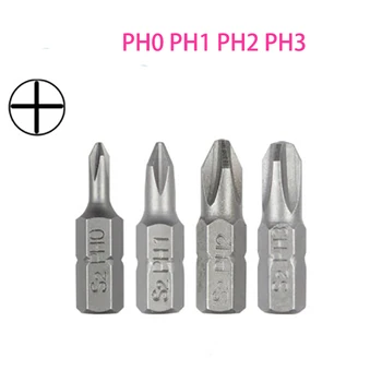 10vnt Phillips Bitų Rinkinys S2 1/4 Colių 6.35 mm Hex Karka Elektrinis Atsuktuvas 25mm PH0 PH1 PH2 PH3 Bitai elektriniai Įrankiai