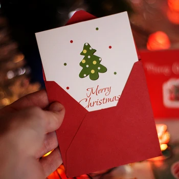 12Pcs/Pak Kalėdiniai atvirukai Mielas elnias noel medžio Sveikinimo atvirukai Merry xmas Naujųjų Metų 2021 atviruką Kalėdų Dovanų korteles vaikas