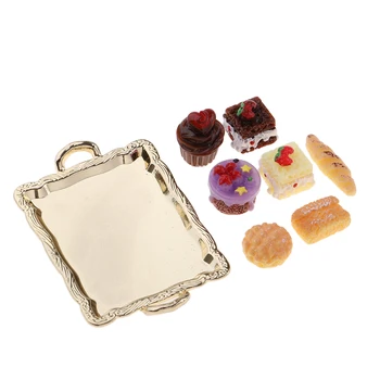 1:12 Lėlių Miniatiūrinės Maisto Pyragas Plokštės Duonos Nustatyti Virtuvės Stalo Apdailos Aksesuaras puikiai tinka apsimesti žaisti žaislai