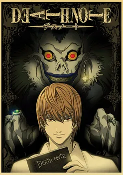 Japonų klasikinių anime Death Note, Retro Plakato Derliaus Kietas Stilius Kraftpopieris Sienų Tapyba-namams /Kambario/Baro Dekoras