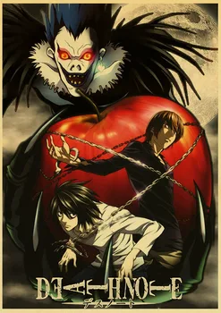 Japonų klasikinių anime Death Note, Retro Plakato Derliaus Kietas Stilius Kraftpopieris Sienų Tapyba-namams /Kambario/Baro Dekoras