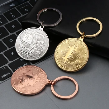 1PCs Karšto Bitcoin Key Chain Monetos Raktų pakabukai Jewlery Atminimo Kolektoriai Draugai Dovanos Klavišą Priedai Krepšys Pakabukas Keychain