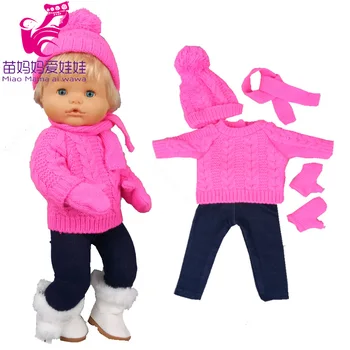 40 cm) Nenuco lėlės drabužiai nustatyti megztinis skrybėlę, šaliką Ropa y su Hermanita baby doll sesuo outwear žiemą šilta