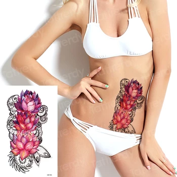Laikinas mados tatuiruotės rose gėlių lapai sexy mergina modelis tatuiruotės moterys laikina tatuiruotė lipdukas rožės kūno menas, tatuiruotė