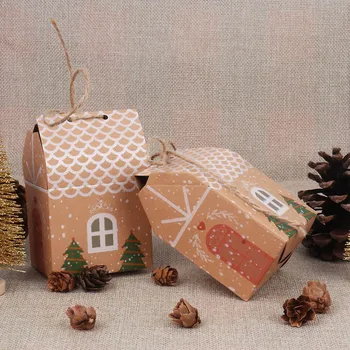 Kalėdų Dovanų Maišelis Santa Claus Kraft Popieriaus Maišelį su Rankena, Kalėdų Papuošalų, Namų Maisto Pakavimo maišeliai Naujųjų Metų dekoro Dovana