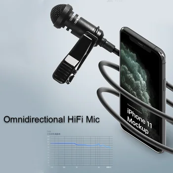 Mikrofono Kabelis iPhone 12 11 Pro XR X XS Max se 7 8 Plius Kondensatoriaus Studio Professional Mini Stream Žaidimų mic samsung