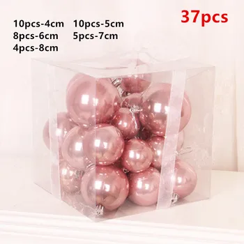 37pcs sumaišykite 4-8cm 3-10 cm Pink Rose Gold Pearl Kalėdų Kamuolys papuošalai Kalėdų ir Kalėdų Eglučių Papuošalai