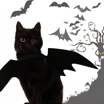 Mielas Katė Bat Sparnus Vampyras Cos Priedai Juoda Fancy Dress Up Šunelis Katės Helovinas Kostiumas Dovana Nuotrauka Prop
