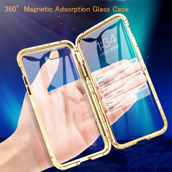 Priekiniai +Atgal 360 Magnetinio Adsorbcijos Metalo, Stiklo Atveju iPhone 7 8 6 Plius Telefono dėklas Skirtas iphone 11 Pro Max XR X XS Max 12 Dangtis