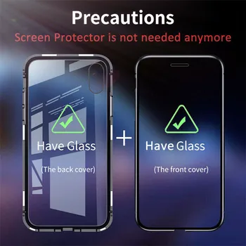 Priekiniai +Atgal 360 Magnetinio Adsorbcijos Metalo, Stiklo Atveju iPhone 7 8 6 Plius Telefono dėklas Skirtas iphone 11 Pro Max XR X XS Max 12 Dangtis