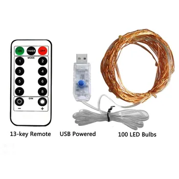 Vario Viela, LED Pasakų Šviesos Nuotolinio Valdymo pultas USB String 5M/10M/20M Kalėdų Šventė Vestuves Namų Puošybai Žibintai