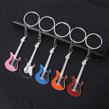 Vyrų, Moterų Gitara Keychains rožinė mėlyna raudona juoda Key Chain Pakabukai Bag Automobilių paketų prižiūrėtojų raktinę Aksesuarai Dovanos Gitaros Muzikos Raktų pakabukai