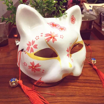 Japonijos Fox Mask Cosplay Cosutmes Katė Natsume Knyga Draugų Fox Pusę Veido Kaukė Helovyno Cosplay Gyvūnų Kaukė Šalies Kostiumai