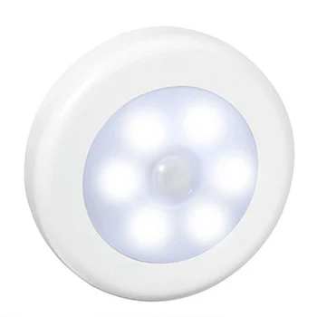6 Lemputė Karoliukai LED Judesio Jutiklis Spinta Šviesos Pagal Kabineto Šviesos Baterija Nakties Žibintas, Miegamojo, Virtuvės Laiptų Apšvietimas