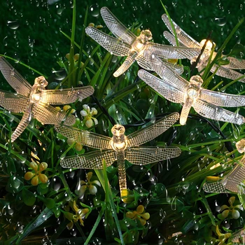 Kalėdų Saulės Šviesos 20/30/50 LED Saulės Dragonfly Pasakų String Žibintai, Saulės/Baterija Led Šviesos Girlianda Sodo Dekoro